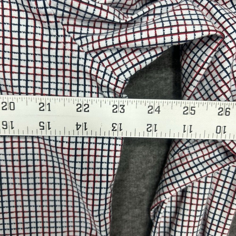 Butter Cloth Shirt Mens Large White Blue red Checked Button Up‎ Geometric Preppy - Picture 9 of 14